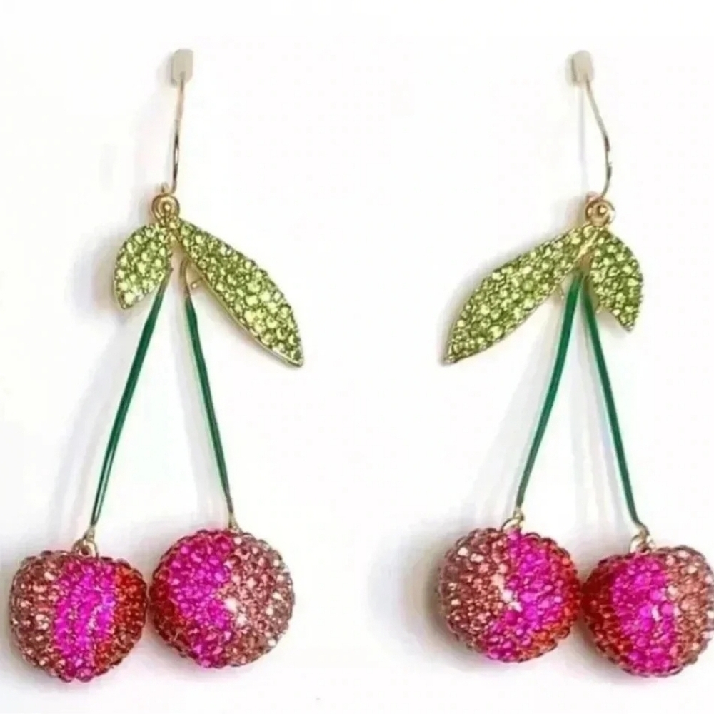 Piper K Cherry Glass Stones Drop Earrings
